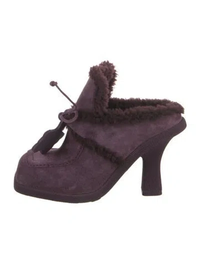 Pre-owned Burberry Suede Mules In Purple