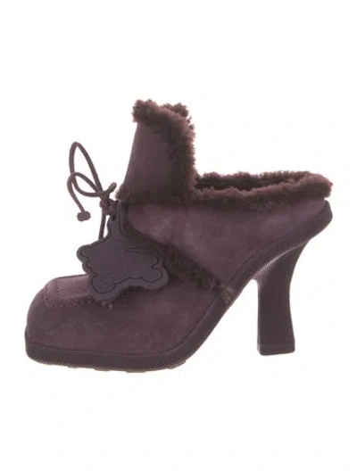 Pre-owned Burberry Suede Mules In Purple
