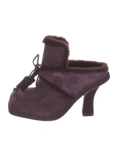 Pre-owned Burberry Suede Mules In Purple