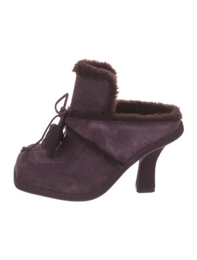 Pre-owned Burberry Suede Mules In Purple