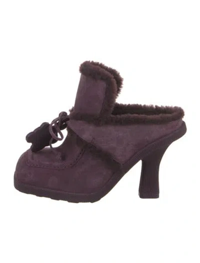 Pre-owned Burberry Suede Mules In Purple