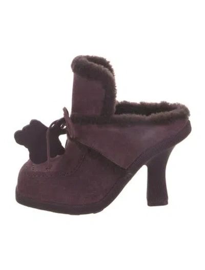 Pre-owned Burberry Suede Mules In Purple