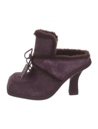 Pre-owned Burberry Suede Mules In Purple