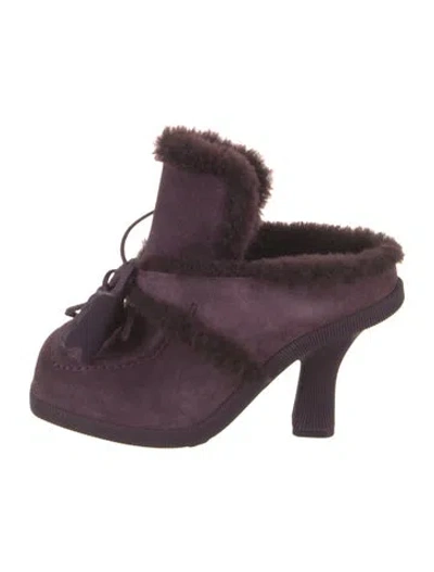 Pre-owned Burberry Suede Mules In Purple