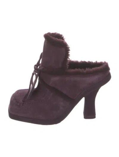 Pre-owned Burberry Suede Mules In Purple
