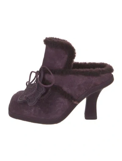 Pre-owned Burberry Suede Mules In Purple