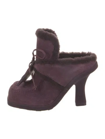 Pre-owned Burberry Suede Mules W/ Tags In Purple
