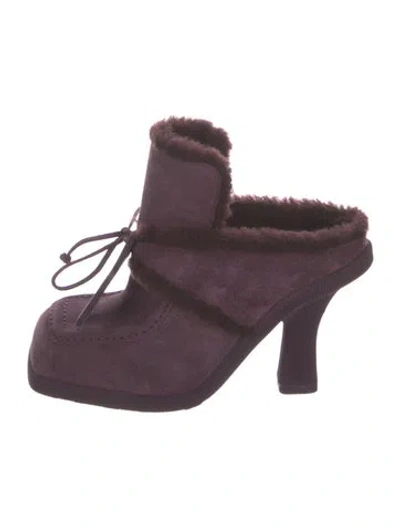 Pre-owned Burberry Suede Mules W/ Tags In Purple