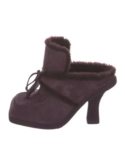 Pre-owned Burberry Suede Mules W/ Tags In Purple