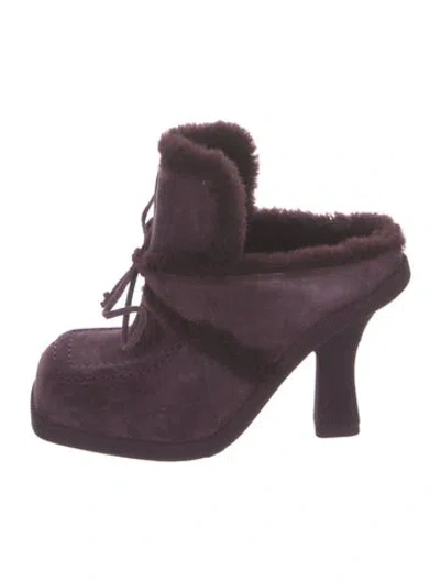Pre-owned Burberry Suede Mules W/ Tags In Purple