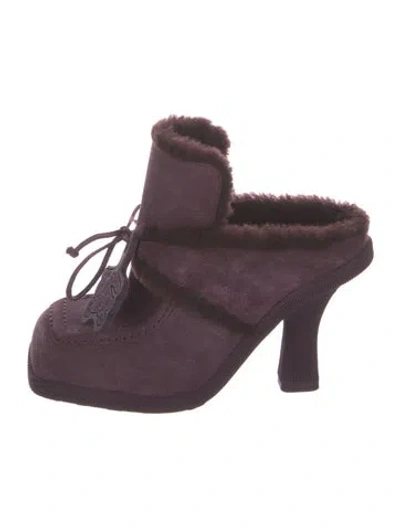 Pre-owned Burberry Suede Mules W/ Tags In Purple