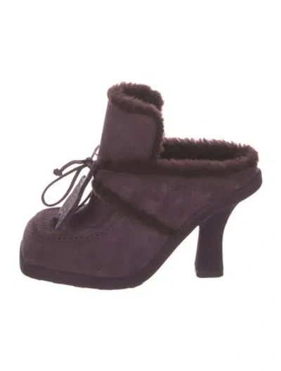 Pre-owned Burberry Suede Mules W/ Tags In Purple