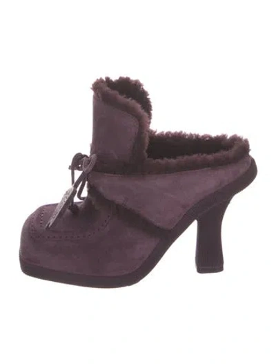 Pre-owned Burberry Suede Mules W/ Tags In Purple