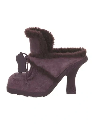 Pre-owned Burberry Suede Mules W/ Tags In Purple