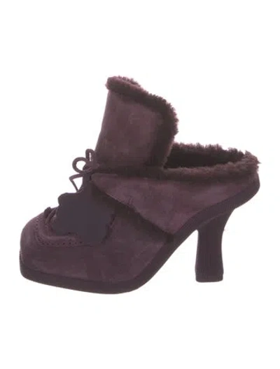 Pre-owned Burberry Suede Mules W/ Tags In Purple