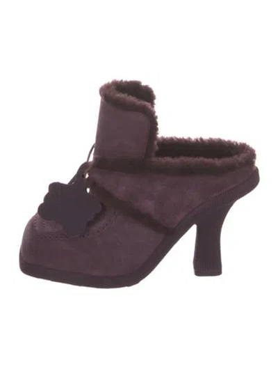 Pre-owned Burberry Suede Mules W/ Tags In Purple