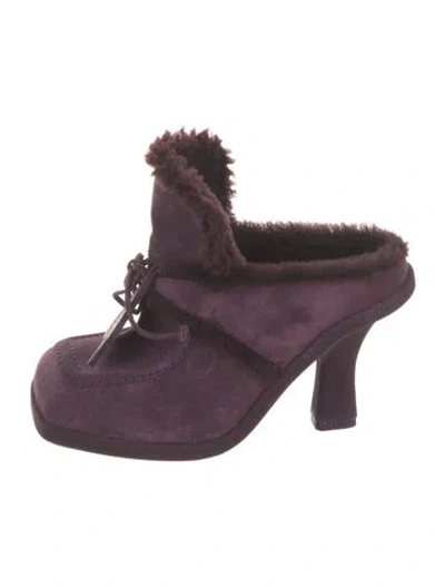 Pre-owned Burberry Suede Mules W/ Tags In Purple
