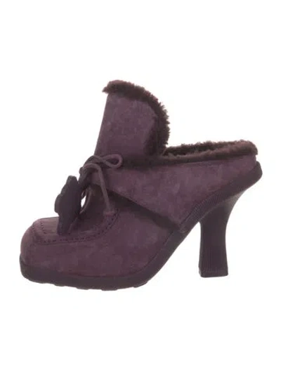 Pre-owned Burberry Suede Mules W/ Tags In Purple