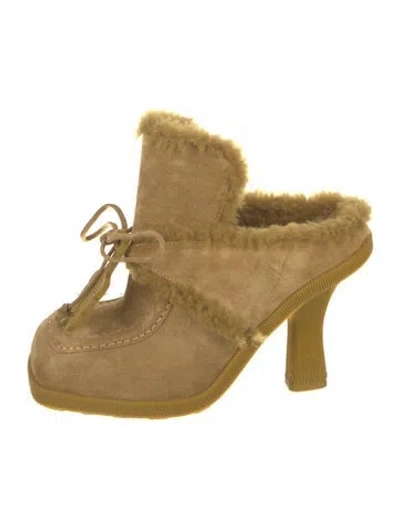 Pre-owned Burberry Suede Mules In Yellow