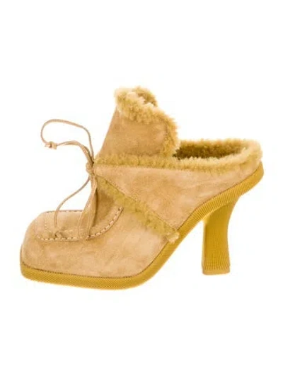 Pre-owned Burberry Suede Mules In Yellow