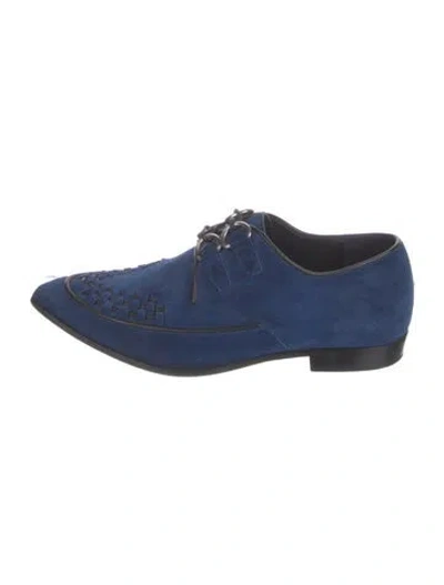 Pre-owned Burberry Suede Oxfords In Blue