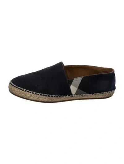 Pre-owned Burberry Suede Plaid Print Espadrilles In Blue