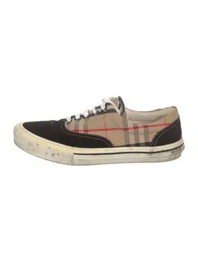 Pre-owned Burberry Suede Printed Sneakers In Neutral