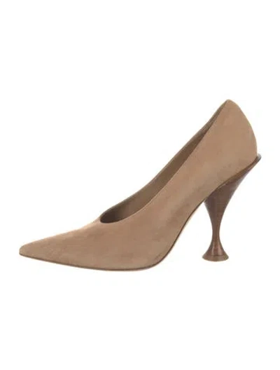 Pre-owned Burberry Suede Pumps In Neutrals