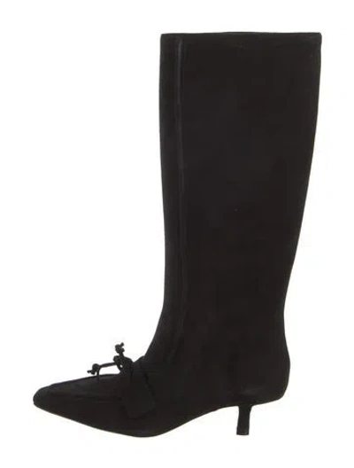 Pre-owned Burberry Suede Rain Boots In Black