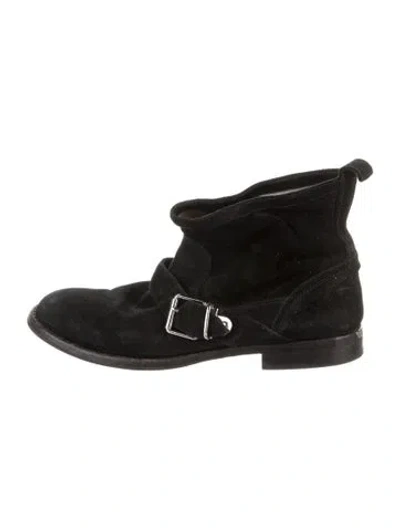 Pre-owned Burberry Suede Riding Boots In Black