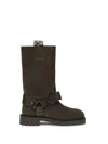 Burberry Women Suede Saddle Ankle Boots