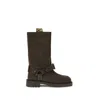 Burberry Women Suede Saddle Ankle Boots In Brown