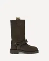 Burberry Women Suede Saddle Ankle Boots In Brown