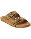 Burberry Check Pattern Flat Sandals Dual Straps In Brown