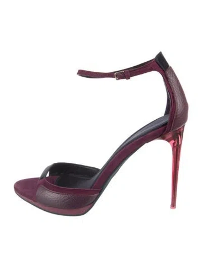 Pre-owned Burberry Suede Sandals In Burgundy