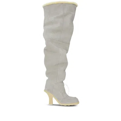 Burberry Suede-shearling Highland Boots 90 In Gray