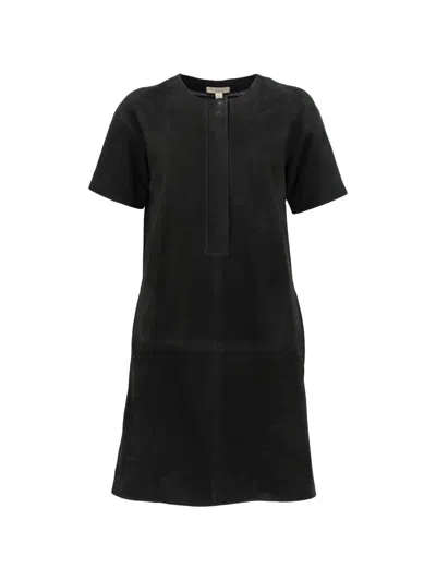 Pre-owned Burberry Suede Short-sleeve Dress In Black