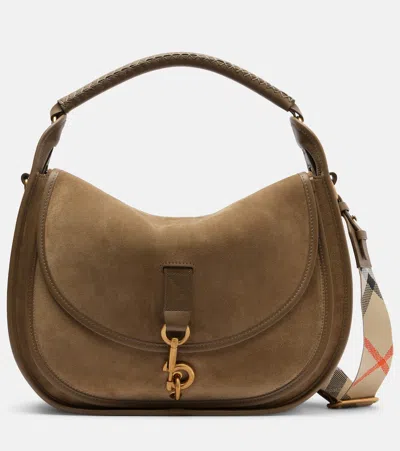 Burberry Suede Shoulder Bag In Sand