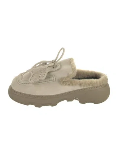 Pre-owned Burberry Suede Slippers In Neutral