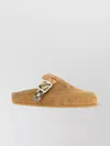 Burberry Suede Slippers With Buckle Detail And Textured Finish