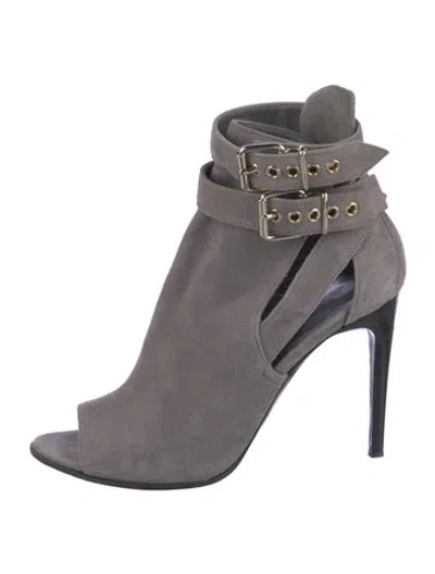 Pre-owned Burberry Suede Studded Accents D'orsay Pumps In Gray