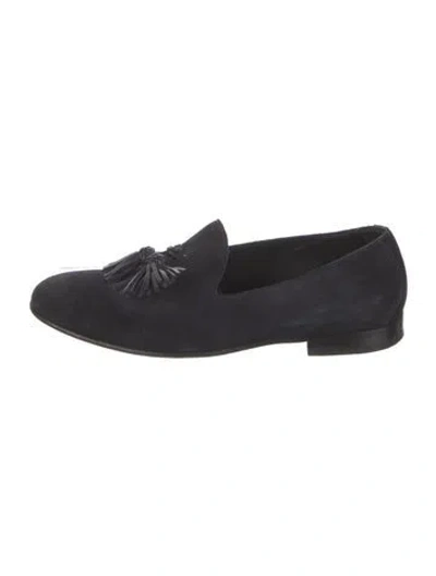 Pre-owned Burberry Suede Tassel Accents Slippers In Blue