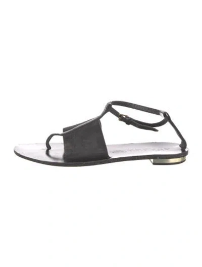 Pre-owned Burberry Suede T-strap Sandals In Black