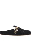 Burberry Strap Patterned Round Toe Rubber Sole Slip-on