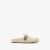 Burberry Slip-on Clog With Suede Finish And Buckle Detail In Bake