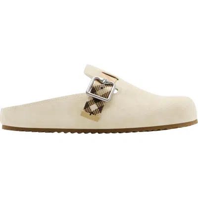 Burberry Slippers In Pelle Scamosciata Sabbia  Donna In Beige O Tan