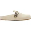Burberry Slip-on Clog With Suede Finish And Buckle Detail In Bake