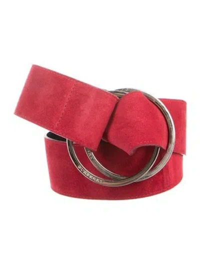 Pre-owned Burberry Suede Waist Belt In Red