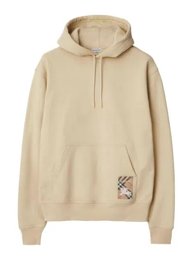 Burberry Check Label Hoodie In Nutmeg