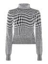 Burberry Houndstooth Wool-blend Turtleneck Sweater In Black